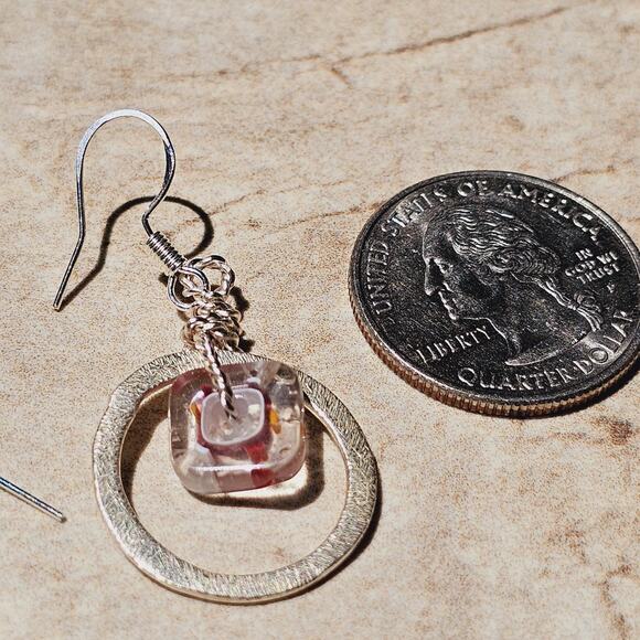 Abstract Multi Glass SP Dangle Metal Earrings - Picture 8 of 8